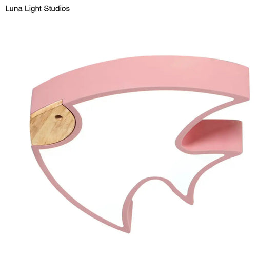 Nordic Led Fish-Shaped Flush Lamp For Bedroom In White/Grey/Pink Acrylic