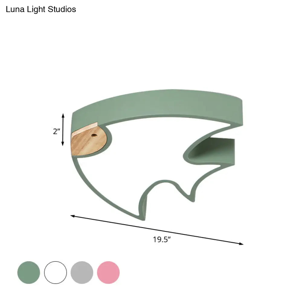 Nordic Led Fish - Shaped Flush Lamp For Bedroom In White/Grey/Pink Acrylic