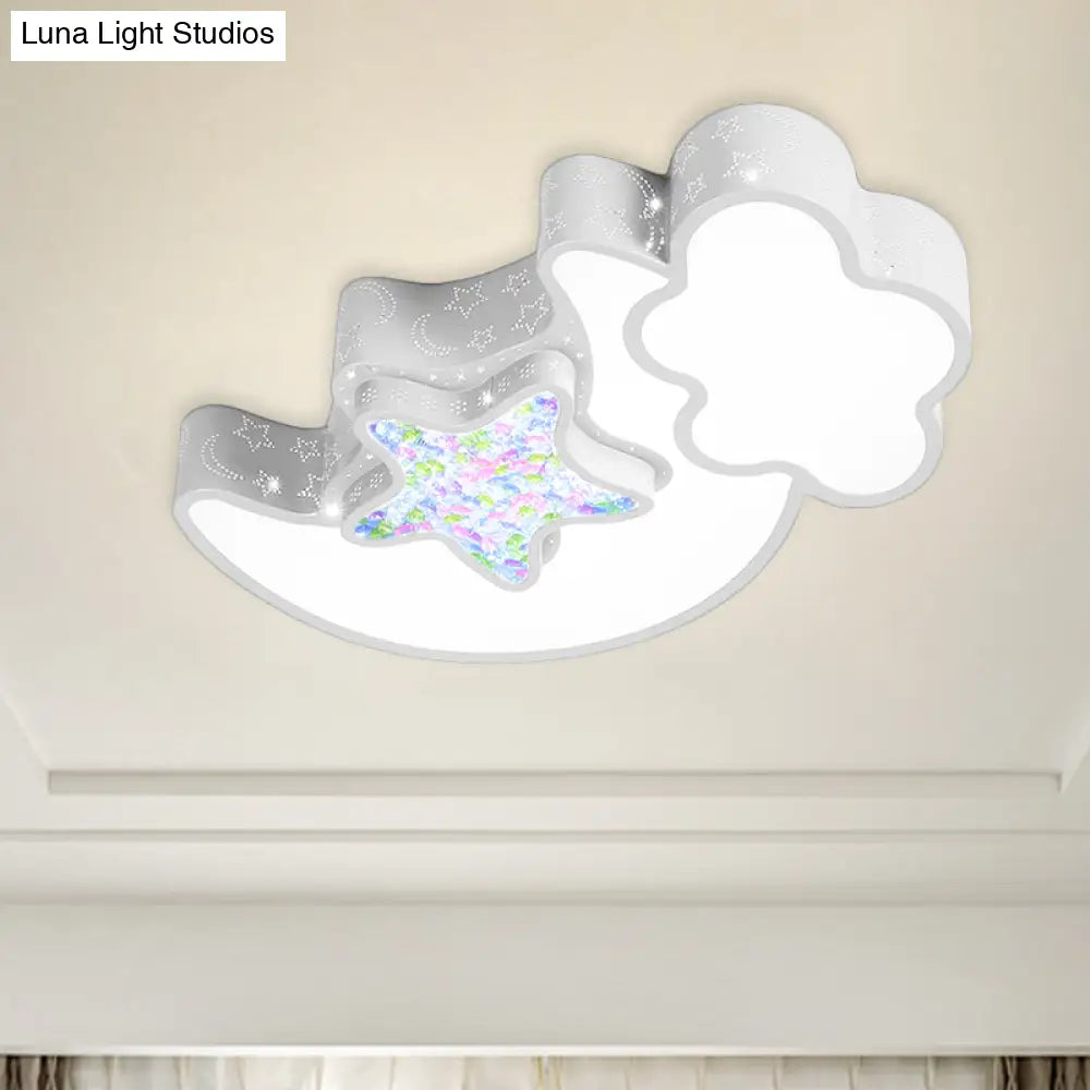 Nordic Led Flush Ceiling Light With Acrylic Starry Sky Design - Ideal For Child’s Bedroom