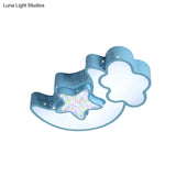 Nordic Led Flush Ceiling Light With Acrylic Starry Sky Design - Ideal For Child’s Bedroom