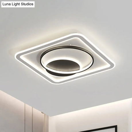 Nordic Led Flush Mount Ceiling Lamp - Square Acrylic Fixture Black Warm/White Light