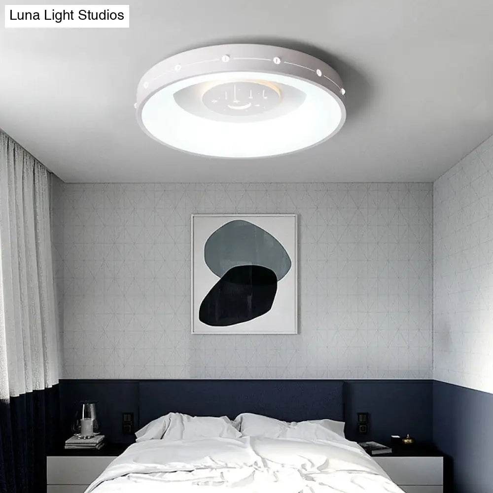 Nordic Led Flush Mount Ceiling Light: 16/19.5 Round Curved Design Warm/White Light For Bedroom