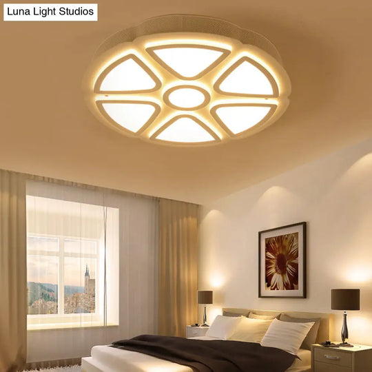 Nordic Led Flush Mount Ceiling Light For Bedroom - White Acrylic Finish