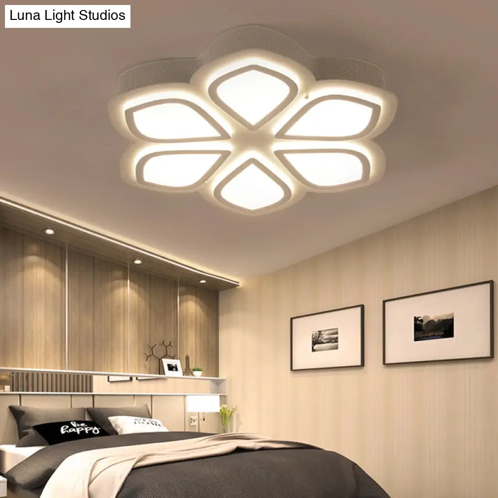 Nordic Led Flush Mount Ceiling Light For Bedroom - White Acrylic Finish / Warm A