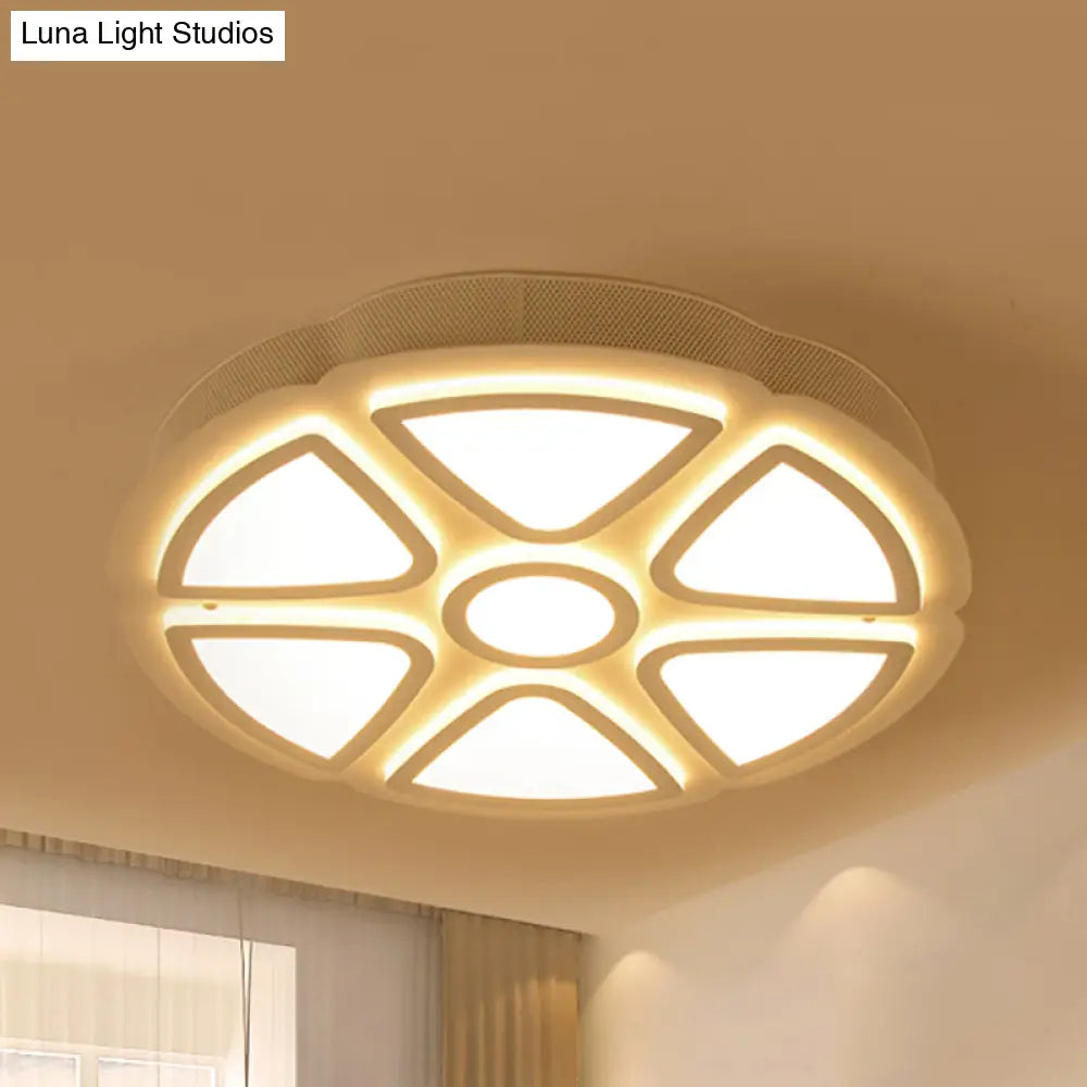 Nordic Led Flush Mount Ceiling Light For Bedroom - White Acrylic Finish / Warm B