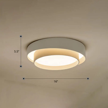 Nordic Led Flushmount Ceiling Light Fixture - Metal 2-Layer Design Ideal For Bedroom Lighting White