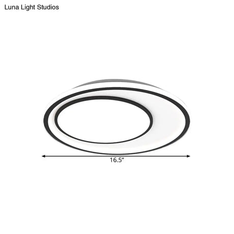Nordic Led Flushmount Lighting Metal Round Ceiling Flush Mount In Black 16.5’/20.5’ Width