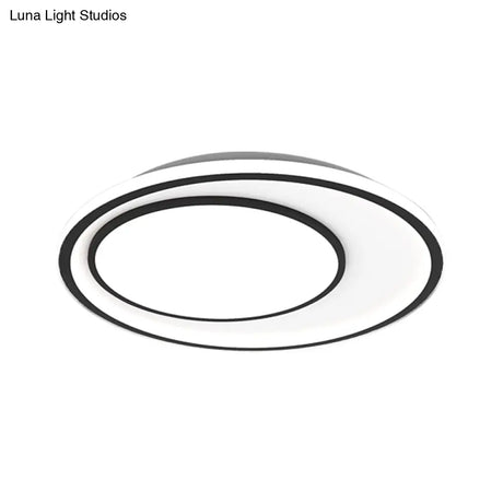 Nordic Led Flushmount Lighting Metal Round Ceiling Flush Mount In Black 16.5’/20.5’ Width