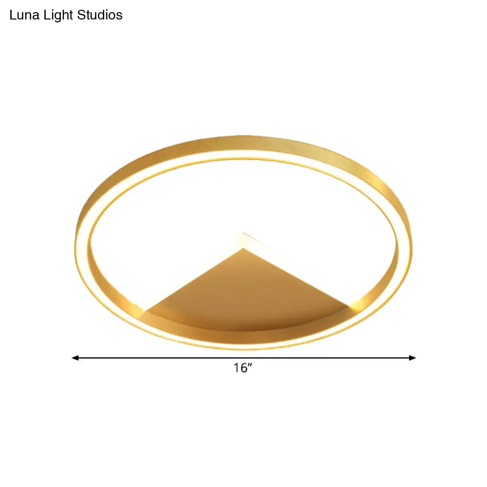 Nordic Led Geometric Ceiling Light - Gold Metallic Flush Mount Fixture For Bedroom