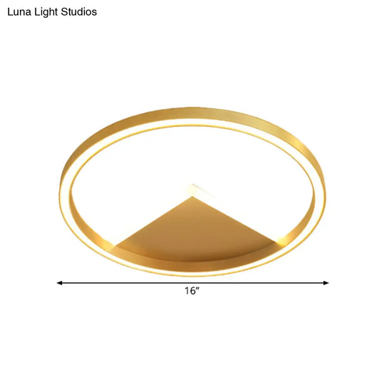 Nordic Led Geometric Ceiling Light - Gold Metallic Flush Mount Fixture For Bedroom