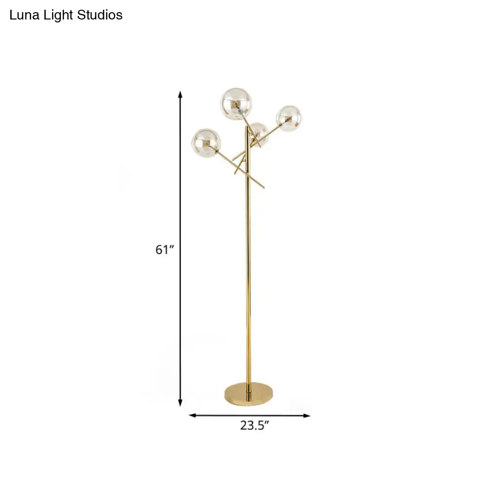 Nordic Led Gold Tree-Like Metal Standing Lamp - Contemporary Floor Light For Living Room