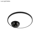 Nordic Led Iron Flush Mount Ceiling Light - Black/White Circular Design 17’/20.5’ Width