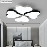 Nordic Led Metal Clover Shaped Flush Mount Lighting For Bedroom In Black-White White / 20.5 Ceiling