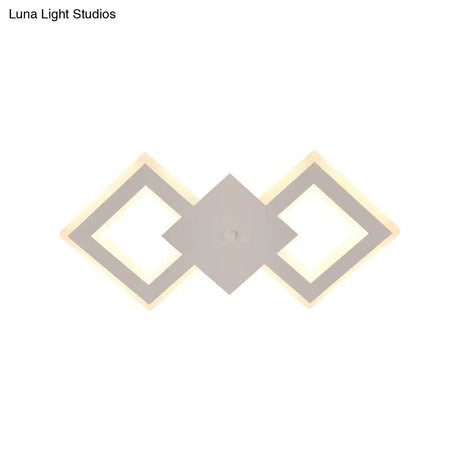 Nordic Led Metal Wall Sconce Light - Black/White Rhombus Design For Bedroom White/Warm