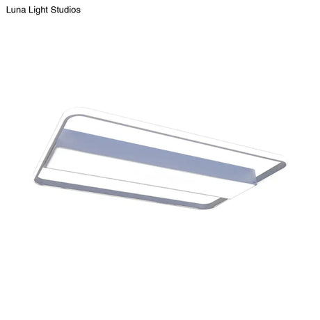 Nordic Led Rectangular Ceiling Light With Acrylic Shade - White/Black Flush Mount For Bedroom