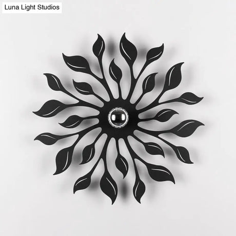 Nordic Led Wall Mounted Lamp In Black Blossom Finish For Living Room