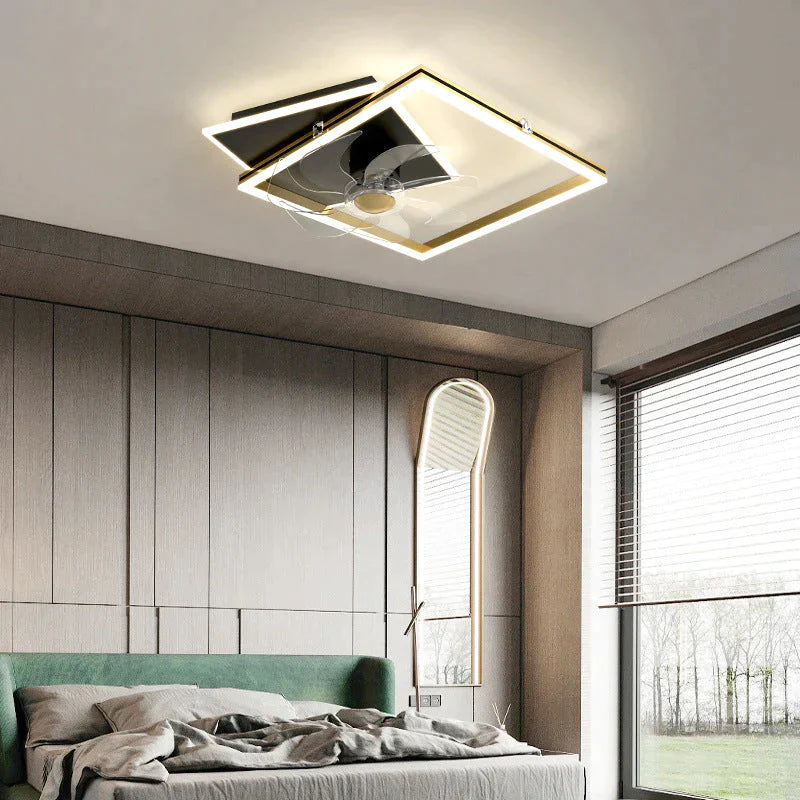 Nordic Light Luxury Fan Living Room Square Ceiling Lamp Simple Dining Room Bedroom Lamp Ceiling