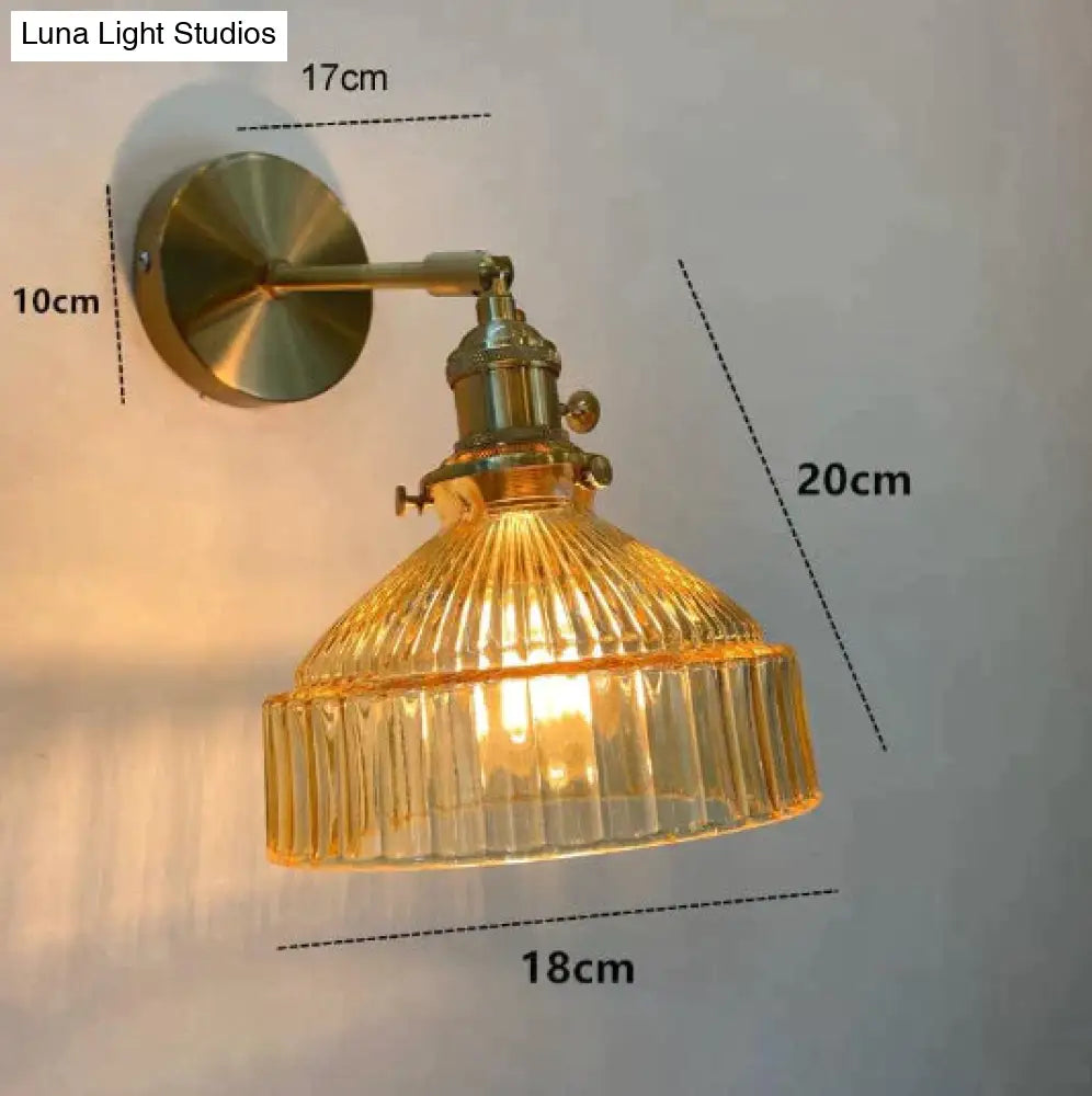 Nordic Literature And Art Fresh Bedroom Glass Brass Copper Wall Lamp Amber / No Light Source Copper