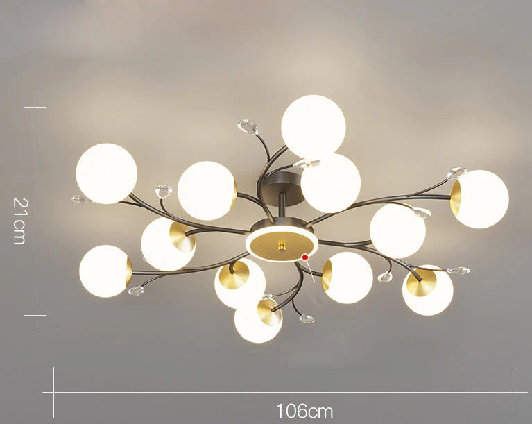 Nordic Living Room Lamp Simple Modern Atmosphere Luxury Ceiling Black / 12 Heads Tri-Color Light