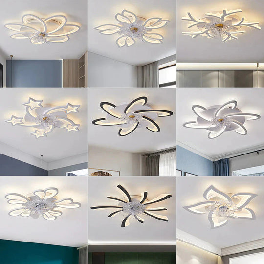 Nordic wohnzimmer led kreative smart windmühle decke fan licht