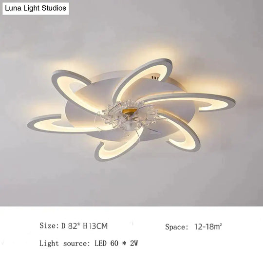 Nordic Living Room Led Creative Smart Windmill Ceiling Fan Light White-D82X13Cm / White Ceiling
