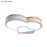 Nordic Love Shaped Led Flush Mount Ceiling Light For Kids Bedroom - Acrylic White/Grey/Green-Wood