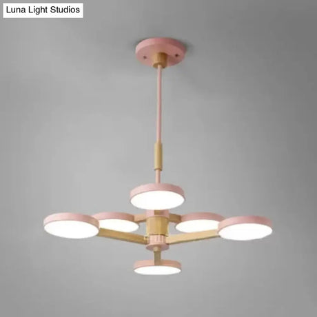 Nordic Macaron Chandelier - 2 Tier Wood & Acrylic Hanging Light