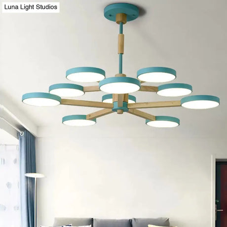 Nordic Macaron Chandelier - 2 Tier Wood & Acrylic Hanging Light