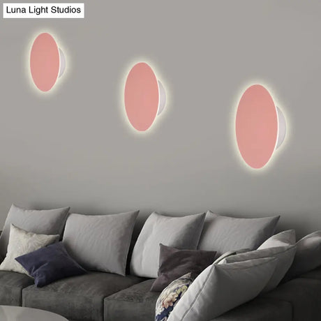 Nordic Macaron Colored Wall Sconce For Stair Foyer In Round Metal Design
