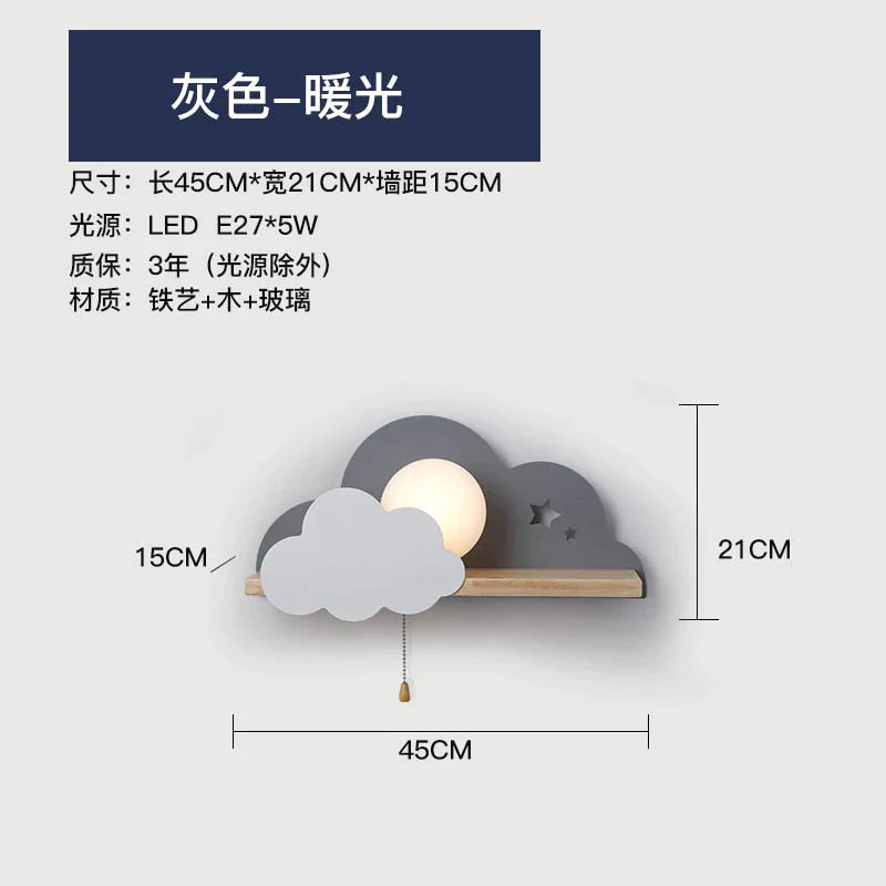 Nordic Macaron LED Cloud Glas Wand Lampen für Kinderzimmer