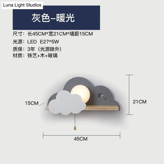 Nordic Macaron Led Cloud Glass Wall Lamps For Children Room Lamp