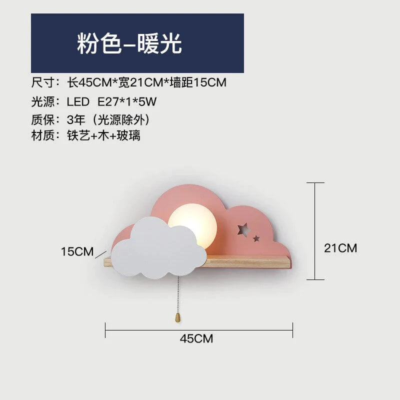 Nordic Macaron LED Cloud Glas Wand Lampen für Kinderzimmer