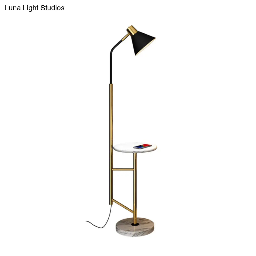 Nordic Metal 1-Head Floor Lamp With Cone Shade - Living Room Task Lighting