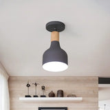 Nordic Metal 1 - Light Flush Mount Ceiling Lamp With Pivot Joint - Wood Finish And Color Options