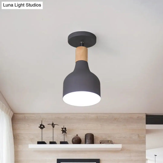 Nordic Metal 1 - Light Flush Mount Ceiling Lamp With Pivot Joint - Wood Finish And Color Options