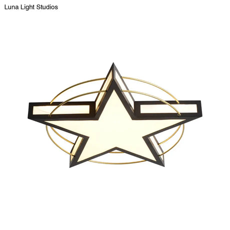 Nordic Metal Black/Grey Flush Mount Light With Acrylic Diffuser – Star/Triangle Design