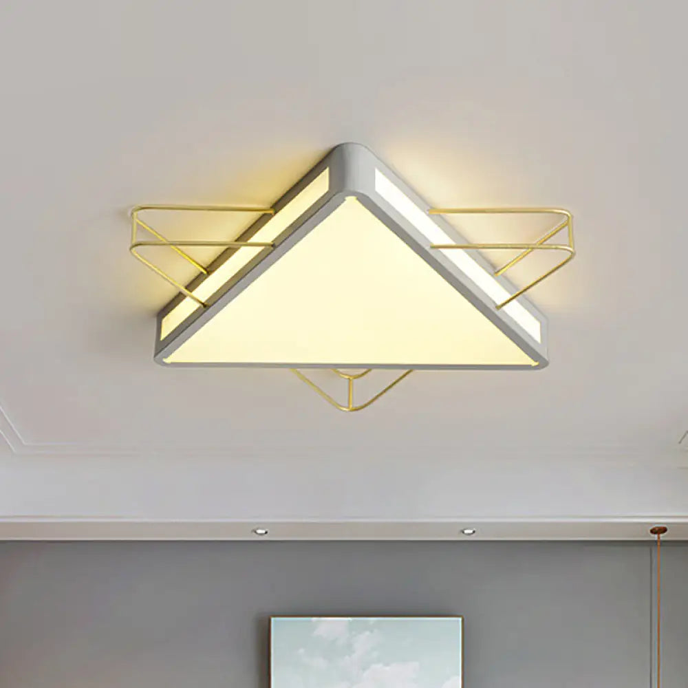 Nordic Metal Black/Grey Flush Mount Light With Acrylic Diffuser – Star/Triangle Design Grey / 22.5’