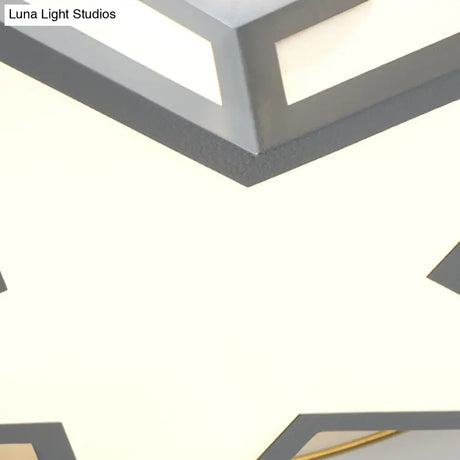 Nordic Metal Black/Grey Flush Mount Light With Acrylic Diffuser – Star/Triangle Design