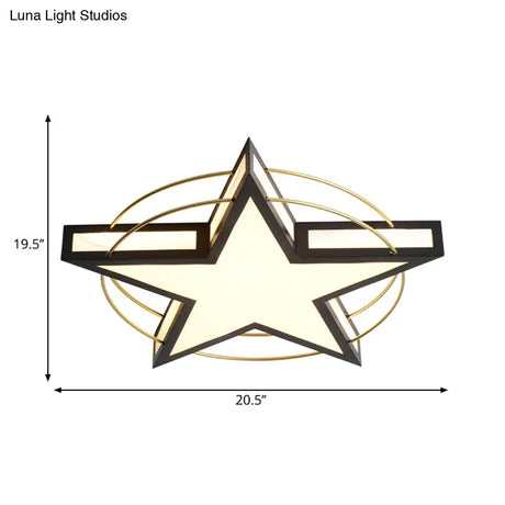 Nordic Metal Black/Grey Flush Mount Light With Acrylic Diffuser – Star/Triangle Design