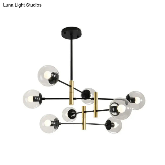 Nordic Metal Ceiling Chandelier With Swivel Rod Arm And Glass Ball Shade - Stylish Suspended Living