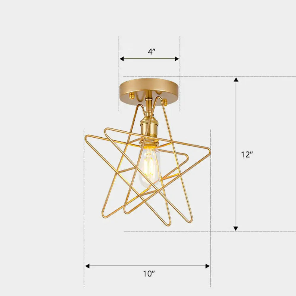 Nordic Metal Ceiling Mounted Lamp - Geometric Semi Flush Light For Corridor Gold / B