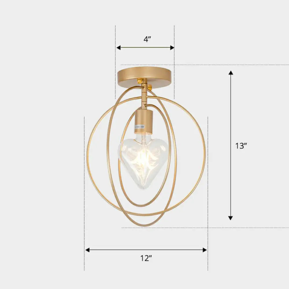 Nordic Metal Ceiling Mounted Lamp - Geometric Semi Flush Light For Corridor Gold / C
