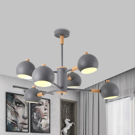 Nordic Metal Chandelier - Multi-Head Pendant Lighting In Green Grey And White 6 /