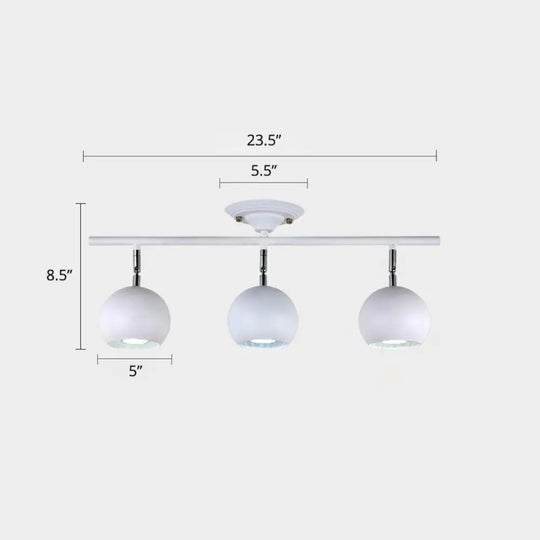 Nordic Metal Dome Restaurant Ceiling Light Fixture - Semi Flush Mount Track Lighting 3 / White