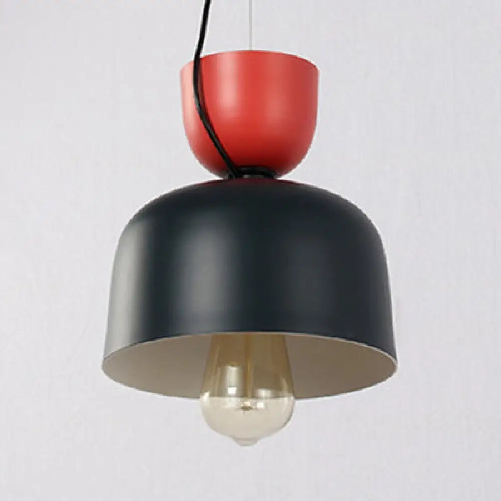 Nordic Metal Double Cone Ceiling Pendant Light - Stylish 1 Hanging In Green/Pink Blue/Black Or