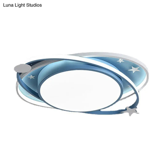 Nordic Metal Flush Mount Spotlight With White Acrylic Shade For Kids Bedroom