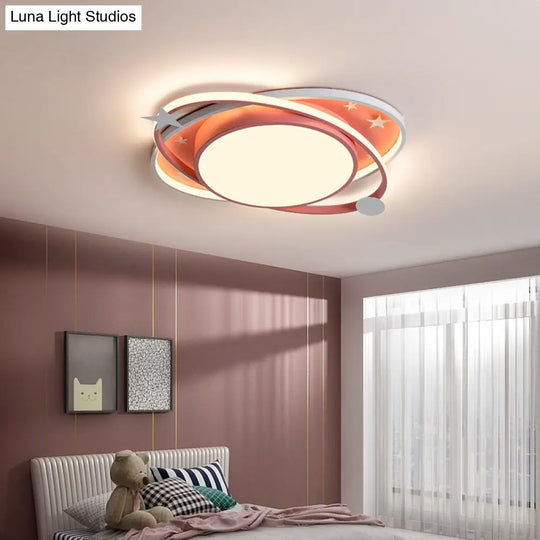 Nordic Metal Flush Mount Spotlight With White Acrylic Shade For Kids Bedroom