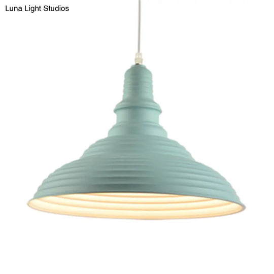 Nordic Metal Hanging Ceiling Light With Ruffle Design In Gray/Pink/Yellow For Dining Room