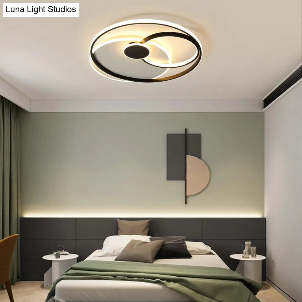 Nordic Metal Led Ceiling Flush Light - Circle Design In Black & White