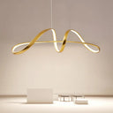 Nordic Metal Led Suspension Lamp: Gold Plated Twist Design For Restaurant Island Lighting / Warm